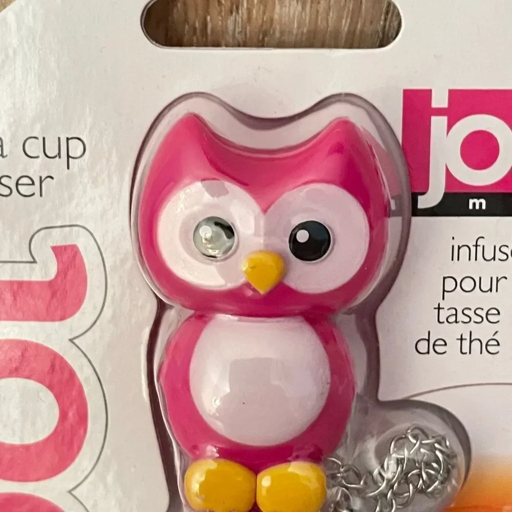 NWT JOIE Hoot stainless steel pink Owl Tea cup Infuser